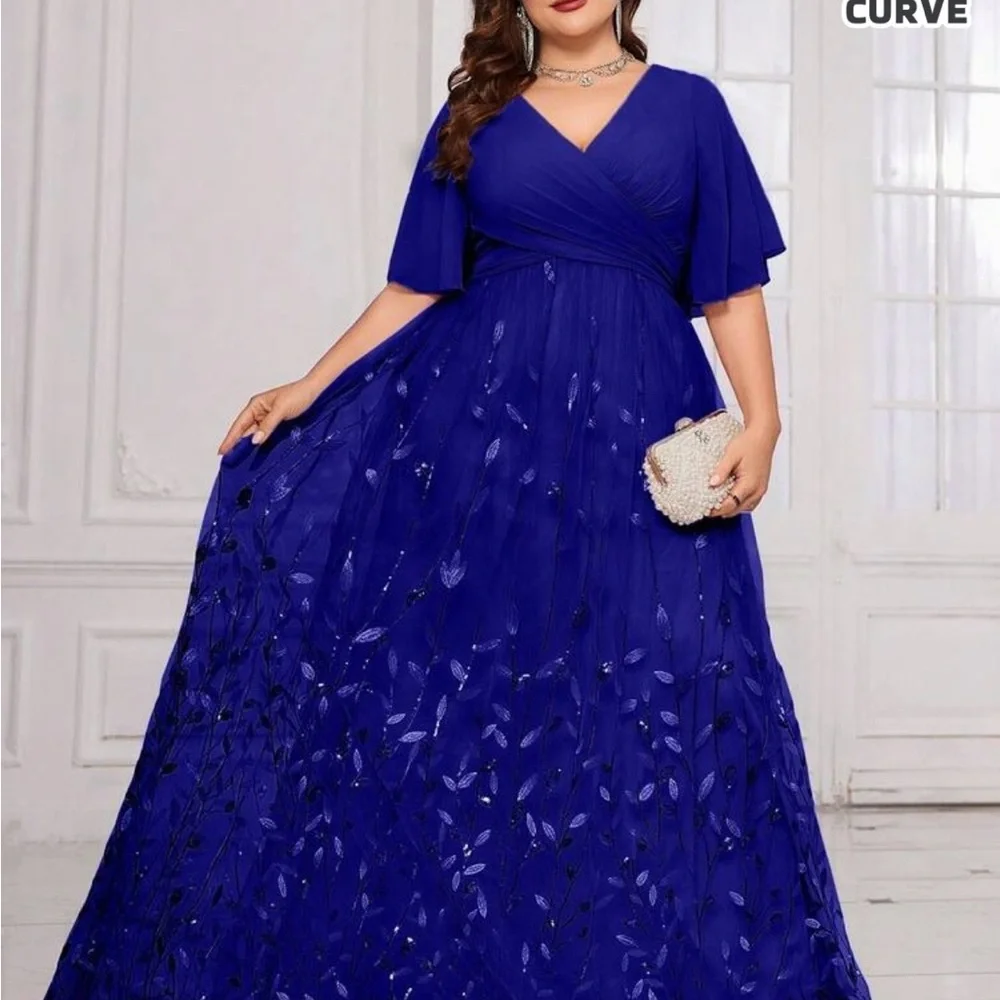 Elegant Royal Blue Evening Gown - Picture 2 of 6